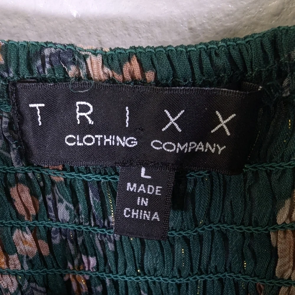 Trixxi Floral Blouse - Green and Pink - Picture 5 of 6